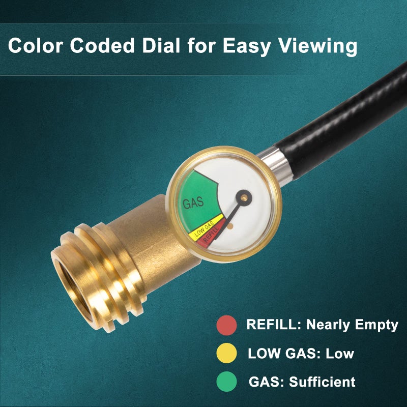 GASPRO 12 FT Propane Extension Hose with Gauge for 100lb Propane Tank, Also for RV, Gas Grill, Heater and Other Propane Appliances, QCC-1 to Standard P.O.L. - Image 5